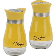 Yellow Salt and Pepper Shaker Set Salt Pepper Shakers Glass Bottom