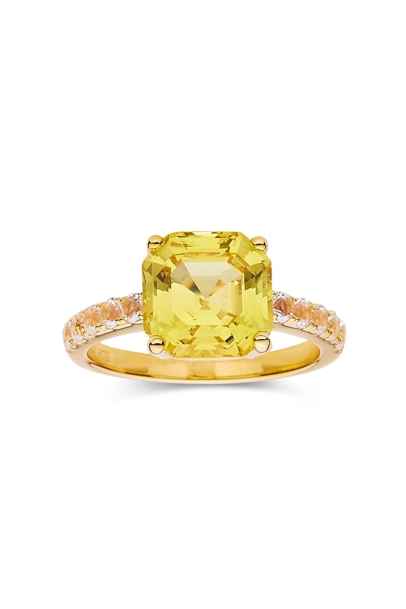 Yellow Sapphire Asscher Cut Solitaire Ring