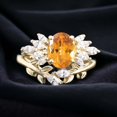 thumbnail image 1 of Yellow Sapphire Engagement Ring Set Diamond Cluster Promise Ring Solid Gold Jewelry Nature Inspired Stackable Band Girl Matching Gift Band, 1 of 2