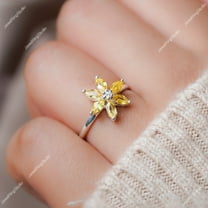 Yellow Sapphire Ring Engagement Ring September Birthstone Silver Gold Ring Gift Women Anniversary