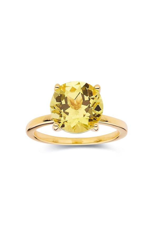 Canary Yellow Sapphire Statement Ring For Women in Round Shape Ring -Created Yellow Sapphire Ring 18K Yellow Gold Sterling Silver Ring for Her 