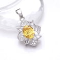 thumbnail image 1 of Yellow Sapphire - Simulated, CZ 925 Sterling Silver Platinum Plated Pendant 0.95" P78319, Sapphire Pendant, Gift For Her, Oval Pendant, Yellow Pendant, 1 of 2