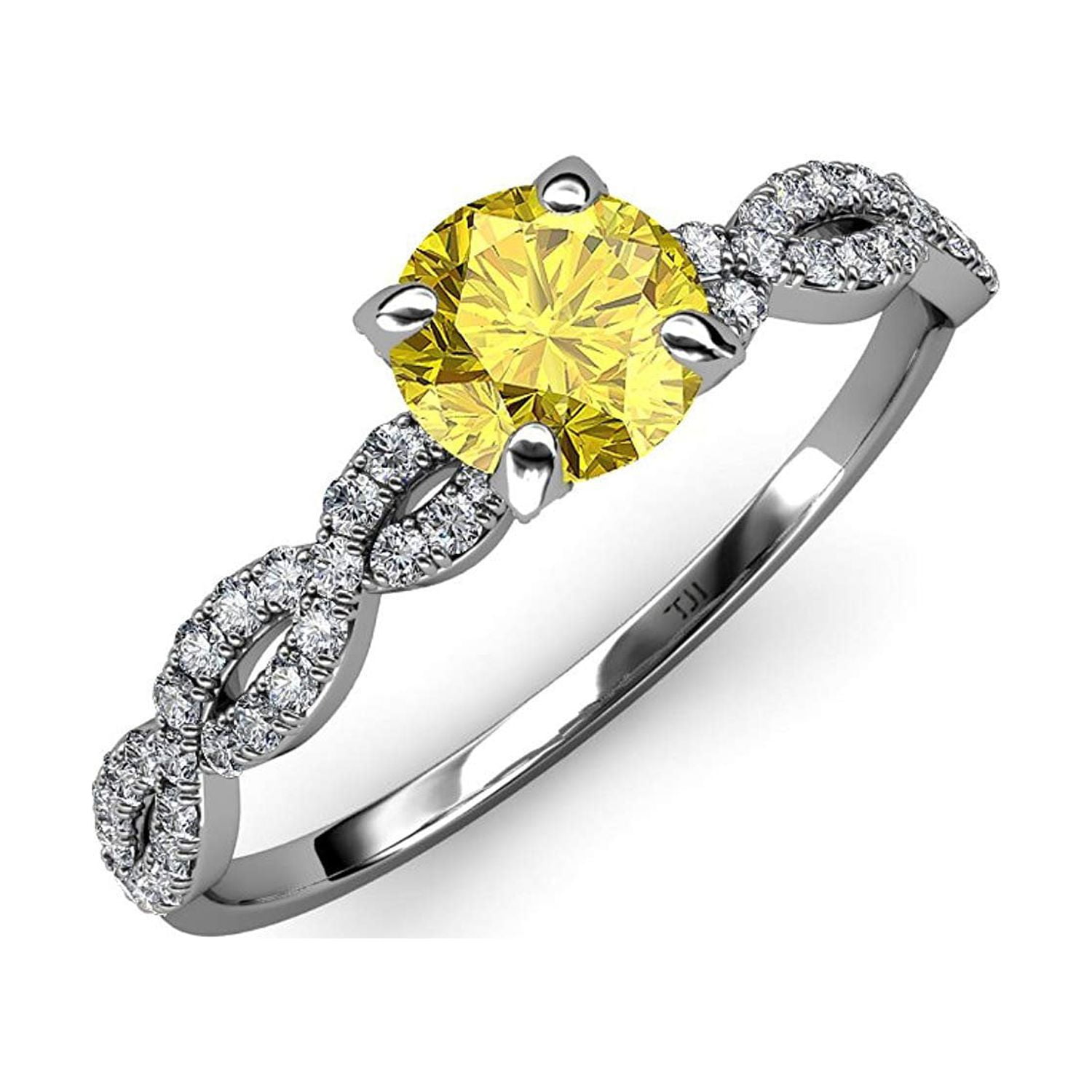 Yellow Sapphire and Diamond Halo Ring | Pravins