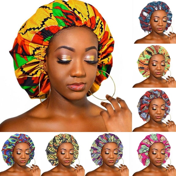 Yellow Satin Bonnet Silk Hair Bonnet for Sleeping Polyester Double Layer Hair Wrap Reduce Friction Prevent Frizz Natural Curly Hair One Size