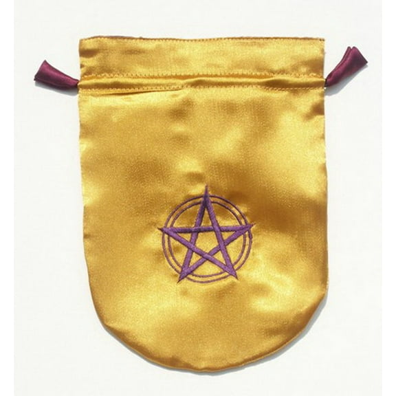 Yellow Satin Pentagram in a Circle Tarot Bag