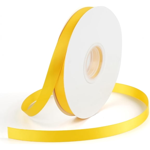 Yellow Satin Ribbon 1/2" Thin Maize Ribbon Silk Fabric Ribbon for Wedding Decor Gift Wrapping Hair Crafts Bouquet Wrapping Party Decorations - 50Yards