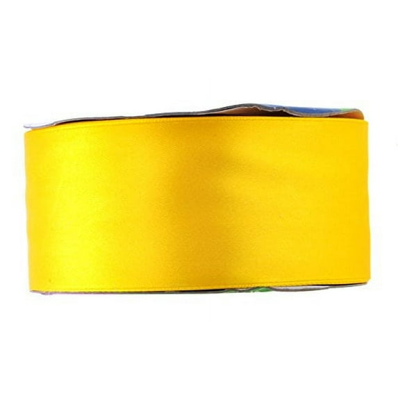 Yellow Satin Ribbon 2 Inch 50 Yard Roll for Gift Wrapping, Weddings, Hair, Dresses, Blanket Edging, Crafts, Bows, Ornaments; by Mandala Crafts
