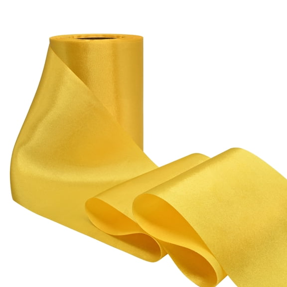 THEGLY Yellow Satin Ribbon 4 Inch 25 Yards Fabric Large Silk Ribbon for Gift Wrapping Cutting Ceremony Kit Grand Opening Chair Sash Table Hair Car Bows Sewing Craft