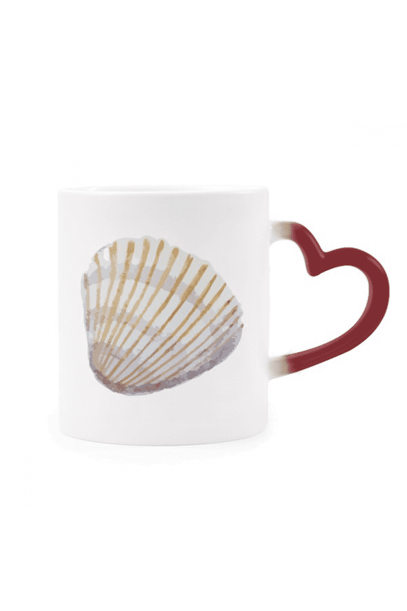 Yellow Scallop Marine Life Illustration Heat Sensitive Mug Red Color Changing Stoneware Cup