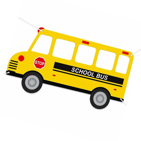 Yellow School Bus Photo Frame, Large Polyester Booth Frame for Classroom Entry Photos, School Event Decor and Group Pict