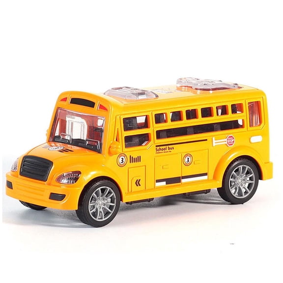 Yellow School Bus Toy Friction Powered ABS 13.5cm Realistic Play Vehicle