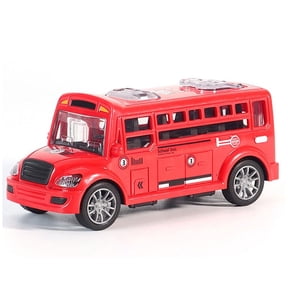 Yellow School Bus Toy Friction Powered ABS 13.5cm Realistic Play Vehicle