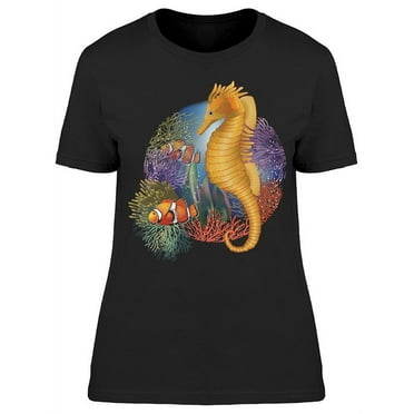 Yellow Seahorse Drawing T-Shirt Women -Image by Shutterstock, Female 3X-Large