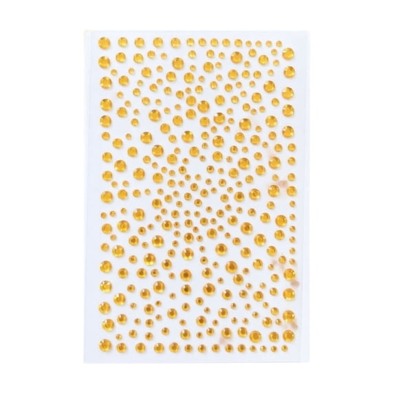 Yellow Self-Adhesive Face Gems 4.5 Inch Multi-Size Rhinestone Waterproof Face Jewels Shiny Makeup Decals for Music Festivals Holiday Parties and Diy Crafts, 1 Pack