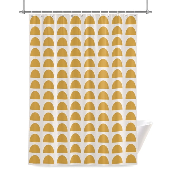 Yellow Semicircles Shower Curtains for Bathroom, Boho Layered Sunny Arcs Gold Mustard Waterproof Fabric Shower Curtain for Bathroom Bathtub Decoration, Machine Washable 36"x72"