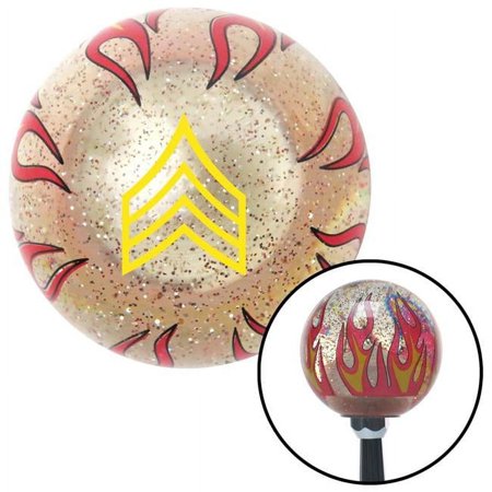 Yellow Sergeant Clear Flame Metal Flake Shift Knob with M16 x 1.5 Insert Shifter Brody