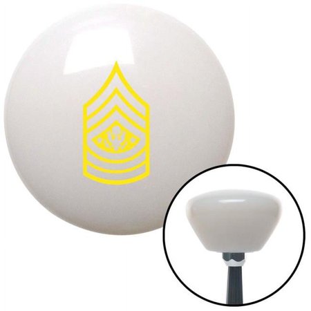 Yellow Sergeant Major of the Army White Retro Shift Knob with M16 x 1.5 Insert Auto Brody