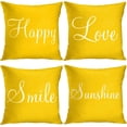 thumbnail image 1 of Yellow Set of 4 Throw Pillow Covers Furry Home Decor Pillow Cases Decorative 18X18 Inches Outdoor Cushion Couch Sofa Cojines Pillowcases Sunshine Happy Love Smile, 1 of 6
