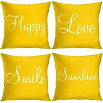 Yellow Set of 4 Throw Pillow Covers Furry Home Decor Pillow Cases Decorative 18X18 Inches Outdoor Cushion Couch Sofa Cojines Pillowcases Sunshine Happy Love Smile