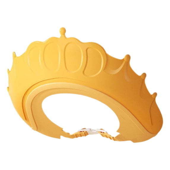 Yellow Shampoo Cap for Bath Time, Adjustable Crown Shape Bath Visor for Kids, Soft Waterproof Ear Protection Washing Hat for Toddler, Infant, Newborn Hair Rinsing, 6X5X2In, 1Pcs