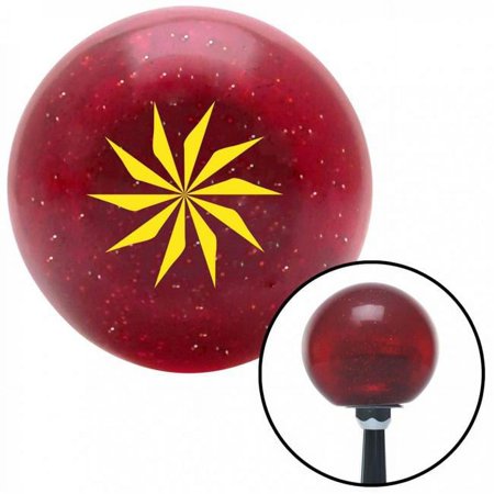 Yellow Sharp Spinning Fan Blades Red Metal Flake Shift Knob with M16 x 1.5 Insert Brody