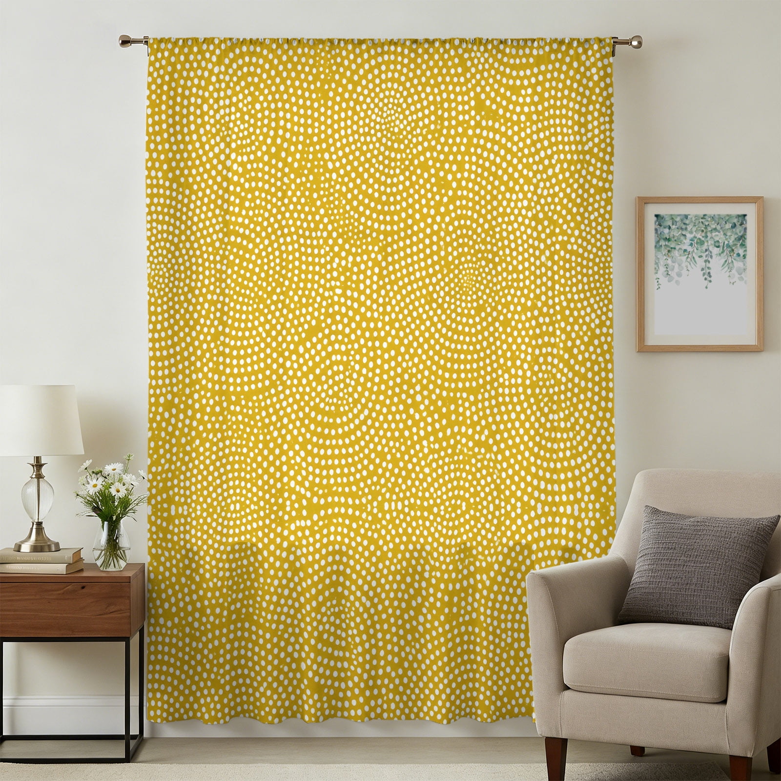 Yellow Sheer Curtains 54 Inches Long, Farmhouse Funny Minimalist