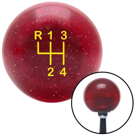 Yellow Shift Pattern 3n Red Metal Flake Shift Knob with M16 x 1.5 Insert Shifter