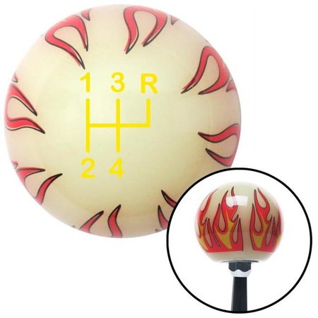 Yellow Shift Pattern 7n Ivory Flame Shift Knob with M16 x 1.5 Insert Shifter Auto Brody