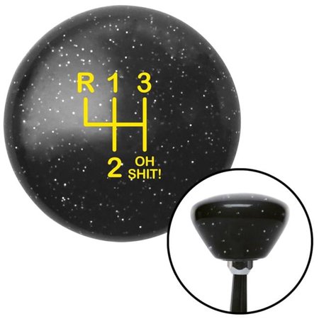 Yellow Shift Pattern OS3n Black Retro Metal Flake Shift Knob with M16 x 1.5 Insert Brody