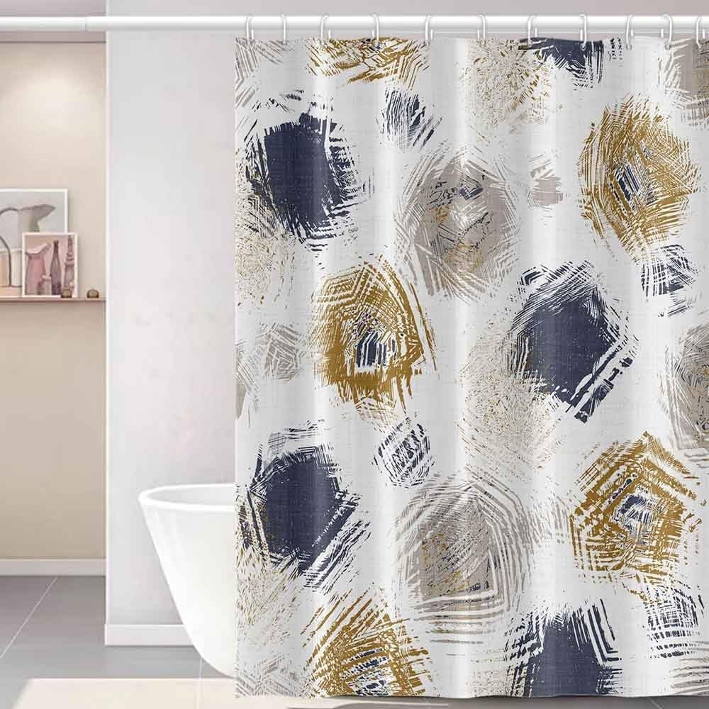 Yellow Shower Curtain for Bathroom Abstract Yellow Gray Watercolor Shower Curtain Set with Hooks Contemporary Oil Panting Fabric Waterproof Shower Curtains 84x84inches