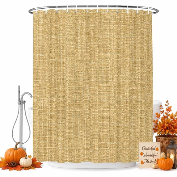 Yellow Shower Curtain Set - 48" x 72" Washable Bathtub Curtain with 12 Hooks, Rustic Farmhouse Solid Color Waterproof Fabric Stall Shower Curtains for Bathroom/Bathtub Décor
