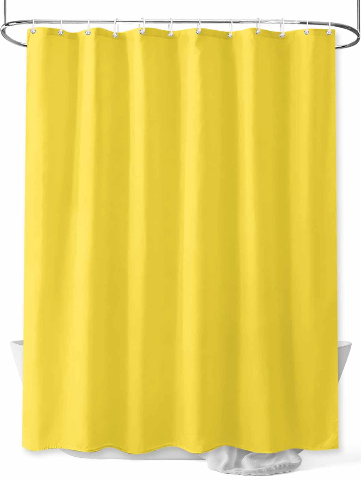 Yellow Shower Curtain, Solid Color Waterproof Shower Curtain Set with 12 Hooks Lightweight Washable Fabric Shower Curtains for Bathroom 72x84 Inches