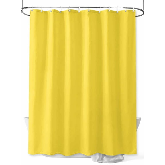 Yellow Shower Curtain, Solid Color Waterproof Shower Curtain Set with 12 Hooks Lightweight Washable Fabric Shower Curtains for Bathroom 72x84 Inches
