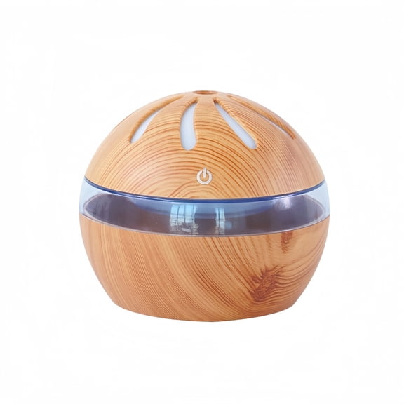 Yellow Silent Wood Grain Humidifier With Hollow Light Large Mist Aroma Diffuser Desktop Night Light Decor