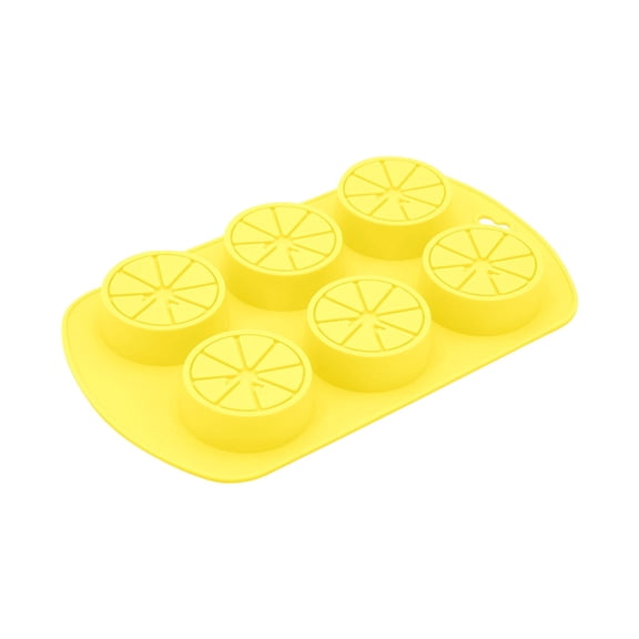 Yellow Silicone Lemon Ice Cube Mold For Beverages And Cocktails 6-Cavity Design With Easy Release