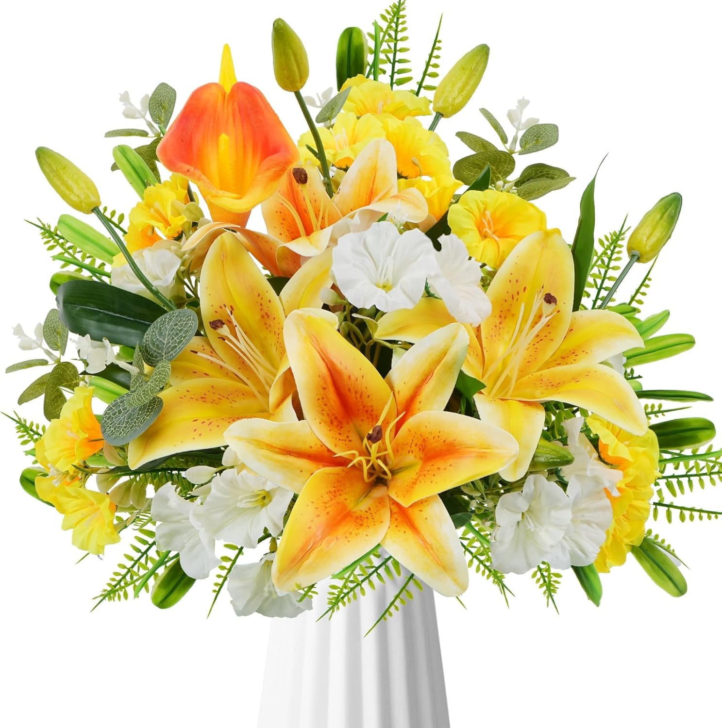 Yellow Silk Flowers Bouquet 11 Stems Faux Floral Mixed Artificial — free download
