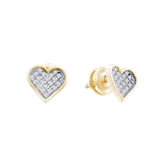 Yellow Silver Diamond Fine Earrings 1/20 Ctw.