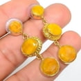 thumbnail image 1 of Yellow (Simulated) Sapphire Silver 18k Yellow Gold Plated Earring 1.56" E4-856, Beautiful Jewelry For Woman, New Year Sale, Valentin's Day Gift, 1 of 1