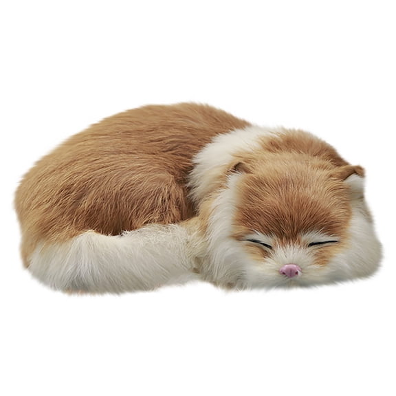 Yellow Simulation Cat Plush Toy Yellow Tone Lying Pose Animal Model Figure Soft Stuffed Doll For Decor