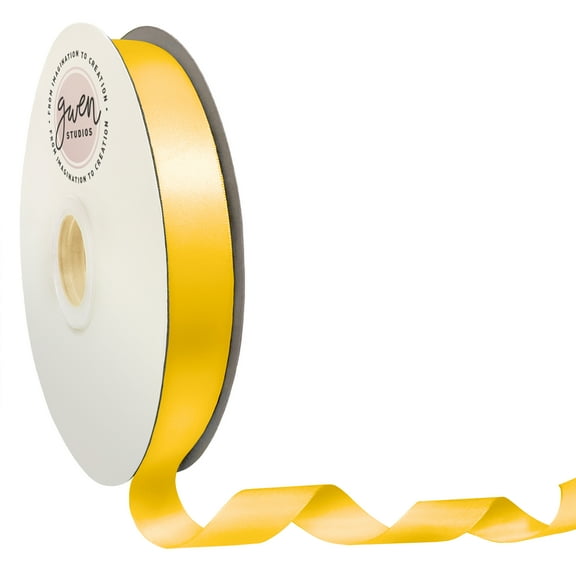 Yellow Single Face Satin Ribbon, 7/8" x 100 Yards by Gwen Studios