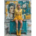 thumbnail image 1 of Yellow Skirt Fashion Girl Canvas Wall Art, Urban Pop Graffiti Portrait, Modern Edgy Room Decor, 1 of 8