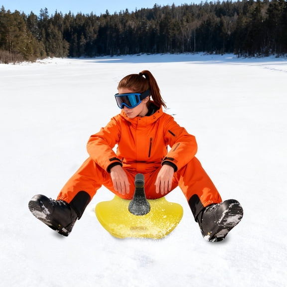 Yellow Sledding Snowboard, Portable Snow Sled, Sled Snowboard with Handle