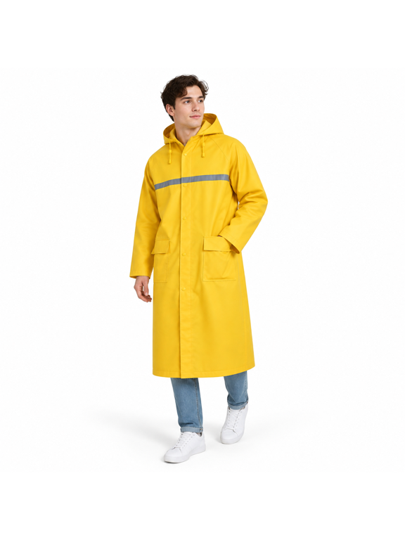 Yellow Small Adult Waterproof Hooded Lightweight Rain Poncho for Outdoor Commuting and Hiking