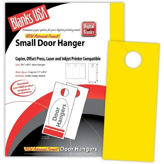 Yellow Small Door Hangers - Pack of 150 (LDH305T6)