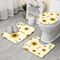 thumbnail image 1 of Yellow Small Flower Sunflower Pattern Bathroom Rugs Sets 3 Piece,Toilet Cover Set,Absorbent Non Slip Bathroom Mats Sets with U-Shaped Contour Rug Toilet Rug Set, 1 of 5