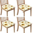 thumbnail image 1 of Yellow Small Flower Sunflower Pattern Seat Covers for Dining Room Chairs Set Of 4,Stretch Printed Washable Chair Seat Cover with Elastic Ties and Button,Removable Waterproof Couch Cushion Covers, 1 of 6