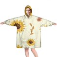 thumbnail image 1 of Yellow Small Flower Sunflower Pattern Wearable Oversized Blanket,Wearable Blanket Hoodie for Adults,Cozy Hooded Blankets with Super Pockets,Super Warm Fuzzy Pullover for Women & Men, 1 of 6