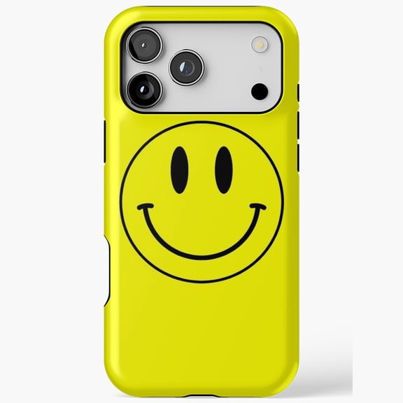 Yellow Smiley Face Retro Happy Vibes Classic Icon Phone Case for iPhone 11 through 17 Pro Max