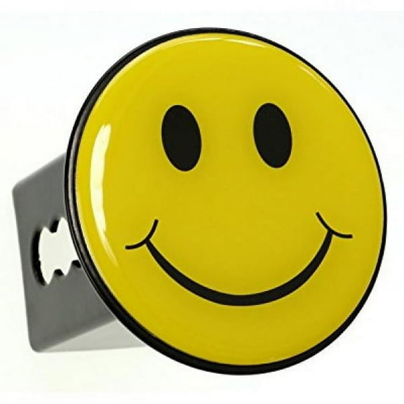 Yellow Smiley Happy Face Trailer Metal Hitch Cover Fits 2 Receivers