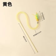 Yellow Snake-Shaped Feather Bell Cat Wand - New Elastic Long Pole Toy for Cat Chewing & Self-Entertainment